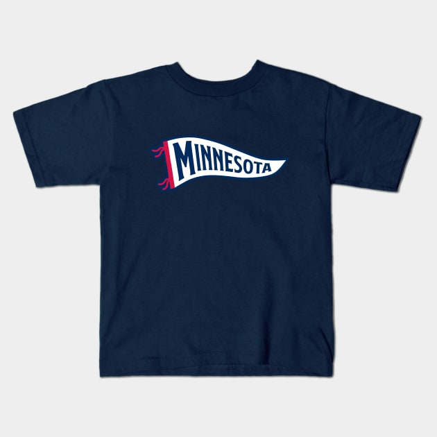 Minnesota Pennant - Navy Kids T-Shirt by KFig21